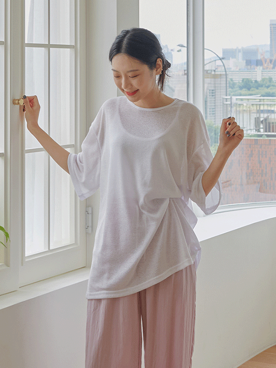 Boxy Fit Sheer Short Sleeve T Shirt CM02
