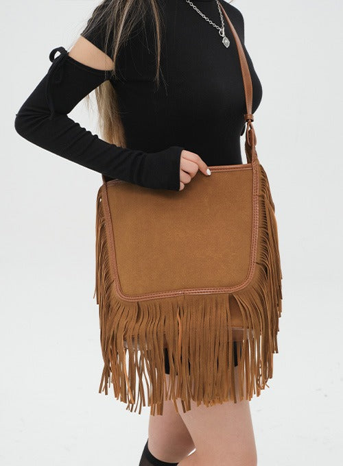 Suede Tassel Messenger Bag