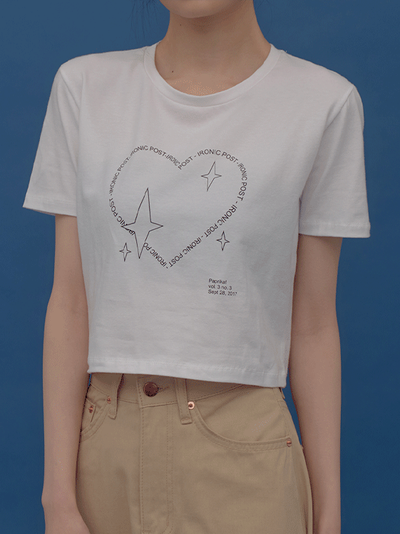 Short Sleeve T Shirt with Heart Print F22