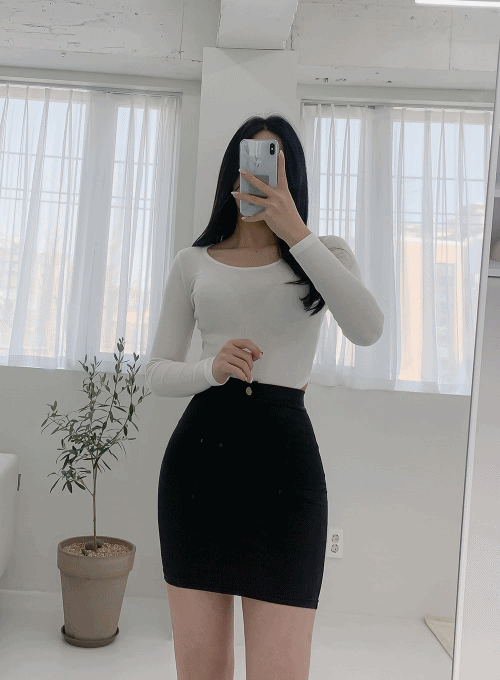 High Waist Mini Skirt with Button Detail IM12