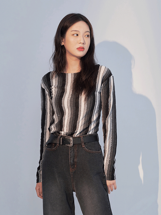 Stripped Long Sleeve T Shirt