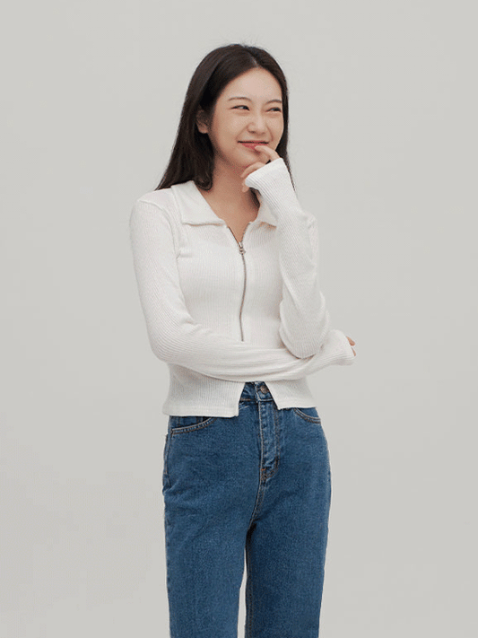 Zip Up Top with Collar F14