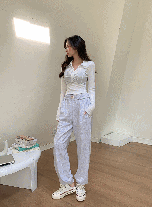 Collar Button Cropped Knitwear L1002